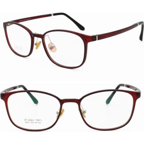 Simple square full-rim ultra lightweight ULTEM with metal decoration silicone nosepads prescription glasses frames for ladies