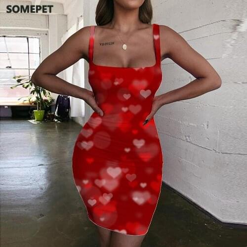 SOMEPET Psychedelic Dress Women Love Bodycon Dress Graphics Sundress Harajuku 3d Print Womens Clothing Club New Korean Style