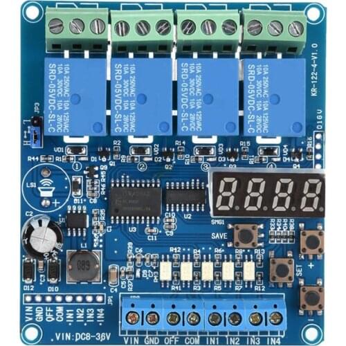 36V Relay Module 4-Channel Multifunction Time Delay Relay Interface Board Module Optocoupler LED Delay Relay High Quality