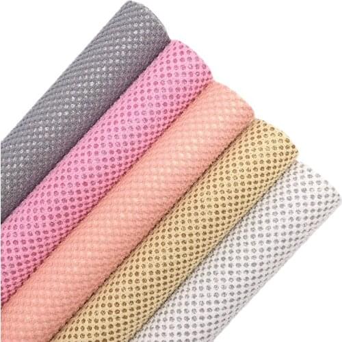 Mesh Diamonds Gold White Glitter Leather Fabric Sheets For Bows Earrings DIY A4 SIZE 6S80