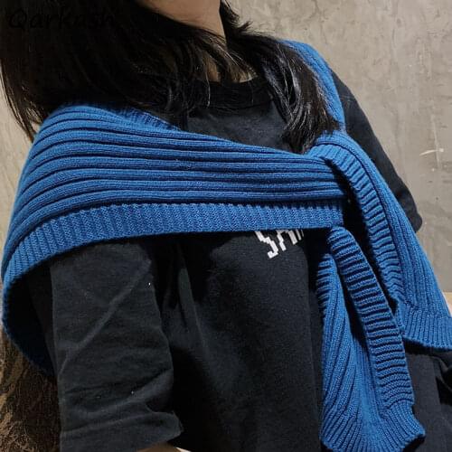 Women Shrugs Solid Knitwear Summer Spring Casual Cover Shawls All-match Students High Street Wrap Tops Scarf Cape Bolero Fashion