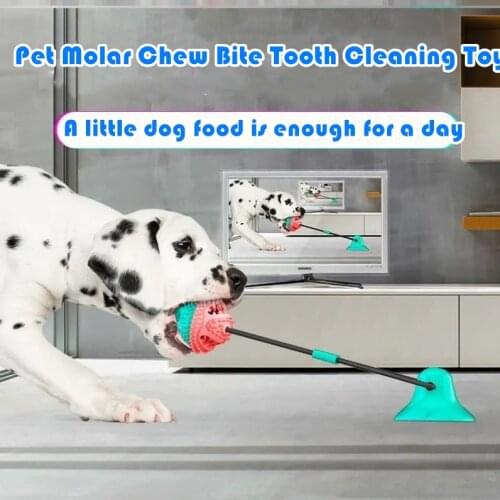 Dog Toys Pet Puppy Interactive Suction Cup Push TPR Ball Toys For Pet Molar Chew Bite Tooth Cleaning Toothbrush Dogs Food Toys