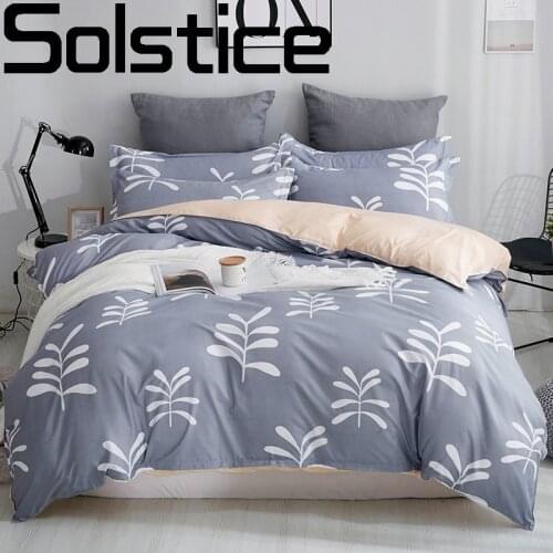 Solstice Home Textile Fashion Leaves Girls/boys Bedding Set Bed Linen Kids Duvet Cover Sets Twin Full Queen King Size