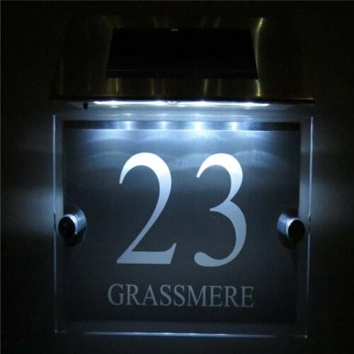 Modern Square black house number door plaque address Sign house sign plaque door number 1-9999 Street name solar light led