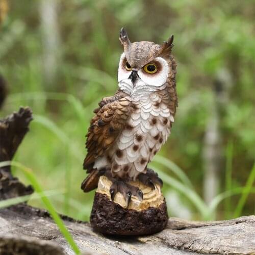 Ornament Figurine Owl Ornaments Garden Decoration Decoratoin Animal Crafts Bird Model Resin Statue Pastoral Decorations