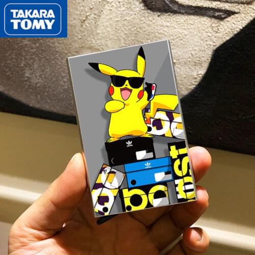 TAKARA TOMY Pokemon Pikachu Metal Card Holder Men and Women Ultra-thin Small Card Holder Anti-degaussing Card Holder