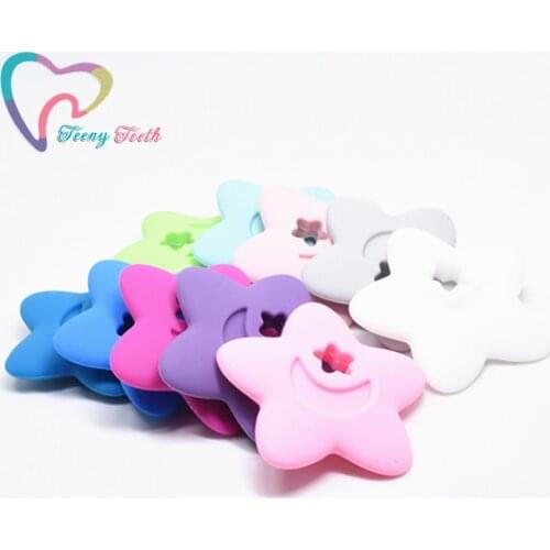 Teeny Teeth 10 PCS Silicone Baby Teether Star Pendant DIY Nursing Accessories Silicone Star Baby Chewable Pendants BPA FREE