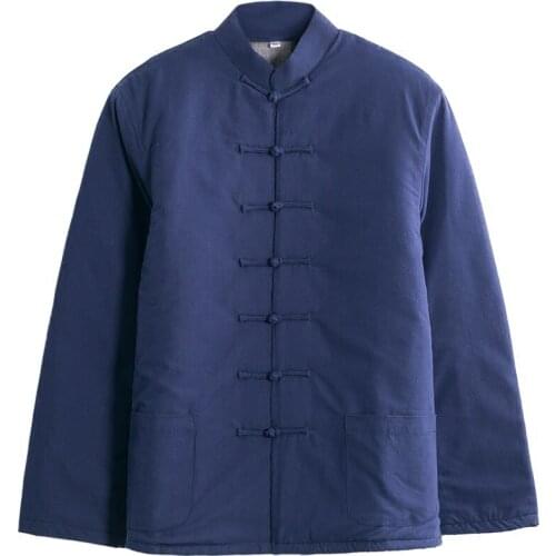 Traditional Chinese Clothes Tang Suit Coat Kung Fu Tai Chi Uniform Male Winter Thick Jacket 100% Cotton Mens Wadded Jacket