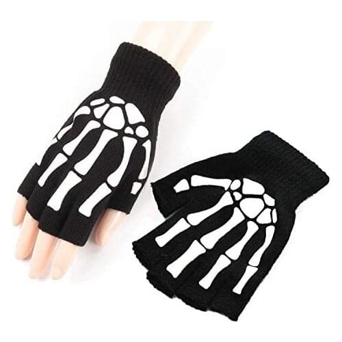 Unisex Halloween Skeleton Glove for Women Men- Skull Bone Skeleton Gloves Halloween Accessories Skeleton Gloves Glow in The Dark