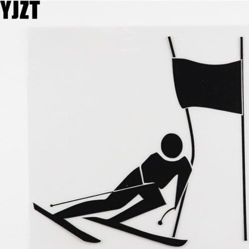 YJZT 14.4CMX14.3CM Winter Skiing Sports Decal Vinyl Car Sticker Black/Silver 8A-0196