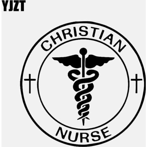 YJZT 15.2CM*15.2CM CHRISTIAN NURSE Symbolic Car Sticker Vinyl Decal Black/Silver C3-1356