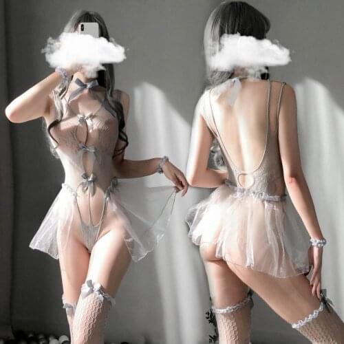 Womens Underwear Cosplay Costume Sexy Lingerie Utterfly Strap Transparent Lace Bowknot Exotic Sets Erotic Cosplay Lingerie