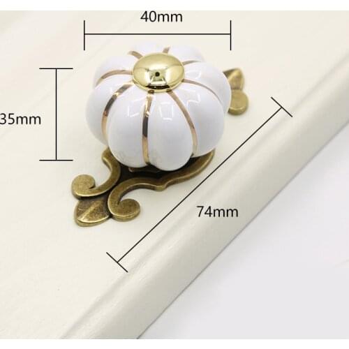 1PC Pumpkin Shape Cabinet Pull Handle Single Hole Ceramic 40mm Drawer Knob Furniture Kitchen