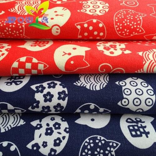 1 yards / cat head stamp DIY handmade fabric canvas bag backpack pocket pillow sofa cushion curtain cloth shoes