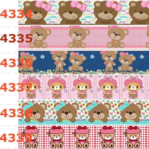 10yards - different sizes - Cartoon printed grosgrain ribbon- Cartoon bear pattern ribbon/180718-4334-4339