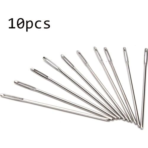 10pcs Large Eye Needles Stainless Steel Embroidery Cross Stitch Knitting Yarn Sewing Hand Crochet Hook Set Kit DIY Crafts Tools