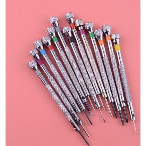 13Pcs/Set Watch Repair Screwdriver Tool Watchmaker Glasses Flat Blade Kit 0.6mm-2.0mm Repairing Eyeglass Electronic Product