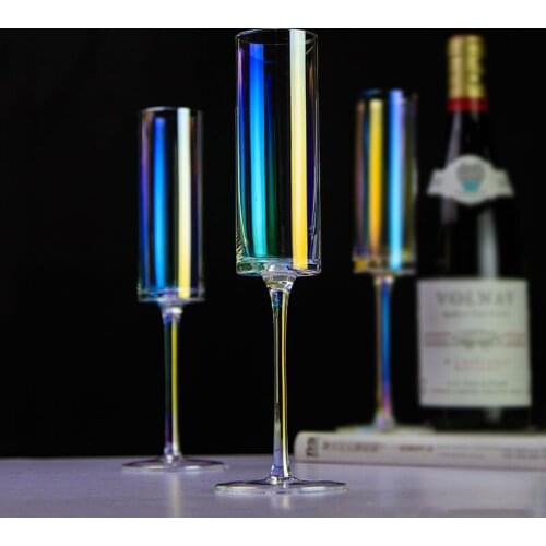 Wine Glass Champagne Wine Cup Colored Transparent Glass Cocktail Goblets Creative Wedding Home Kitchen Bar Accessories Drinkware