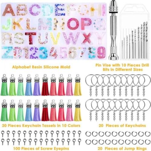 1 Set Crystal Epoxy Resin Mold Alphabet Letter Number Pendants Casting Silicone Mould DIY Crafts Keychain Jewelry Making Tools