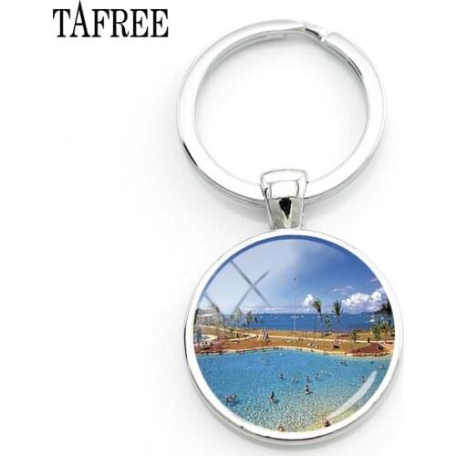 TAFREE Great Barrier Reef Keychain beautiful sea scenery Key Chain women pendant for key Australia Keepsake Jewelry FA504