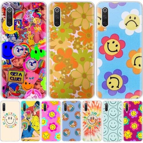 Smiley Flowers Phone Case For Xiaomi Redmi Mi Note 10 9 8 A3 A2 A1 CC9 9T Lite Pro 6X 5X F1 CC9E Coque Cover