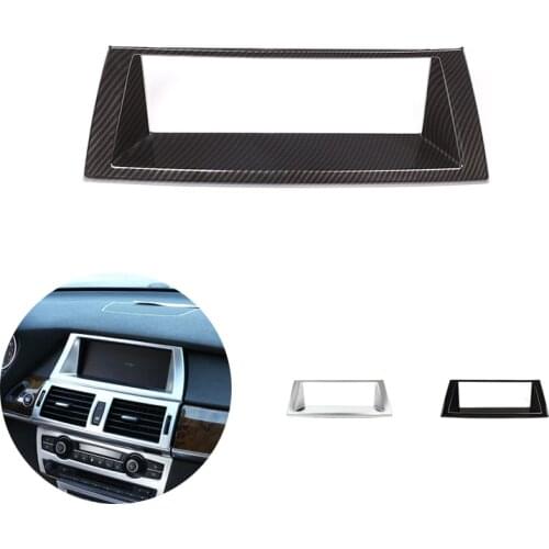 For BMW X5 X6 E70 E71 2007 - 2013 Car Interior Dashboard Panel Navigation Screen Frame Carbon Fiber Texture Cover Decor