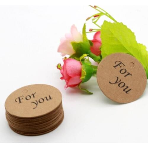 For You Printed Kraft Paper Round Shape Labels 100pcs/lot Cake Gifts Packaging Tags for Clothes Bottles Jar Party Decoration tag