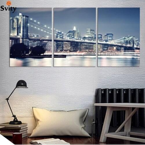 3 Piece Hot Sell Modern wall Painting New York Brooklyn bridge Home Decorative Art Picture Paint on Canvas Prints no frame F158