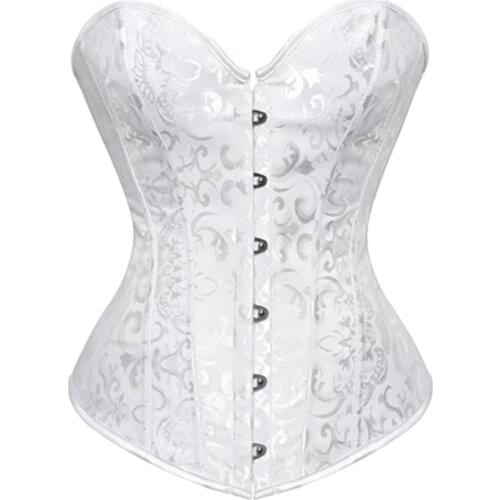 Gothic Corset Women Sexy Overbust Corset Steel Boned Waist Trainer Corset Plus Size Shaper Floral Bridal Wedding Corselet