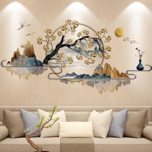 Chinese Style Ink Painting Wall Stickers Landscape Art Living Room Bedroom Background Home Decoration PVC Mural Wallpaper
