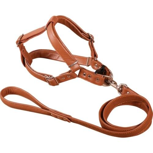 Feiling Dog Harness and Leash Set Soft Leather Adjustable Pet Car Harness No Pull for Small Medium and Large Size Dogs