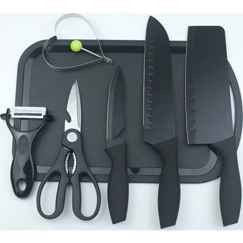 Black Steel Kitchen Knife Combination Stainless Steel Knife Set Kitchen Chopping Household Fruit Chef Knife