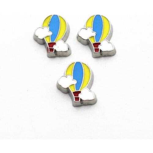 New Arrival 10pcs/lot hot air balloon floating charms Alloy charms living glass memory lockets diy jewelry