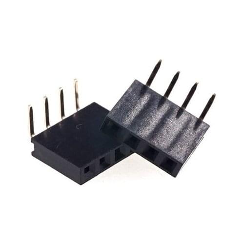 100pcs 1x4 P 4 Pin 2.54 Pin Female Pin Header Right Angle Single row Through Hole Insulator height 8.50mm Rohs