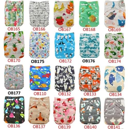 Ohbabyka Cloth Diapers Baby Nappies Cover Reusable Diapers Baby Shower Gift Nappy Changing Washable Pocket Diaper 10Pcs/lot