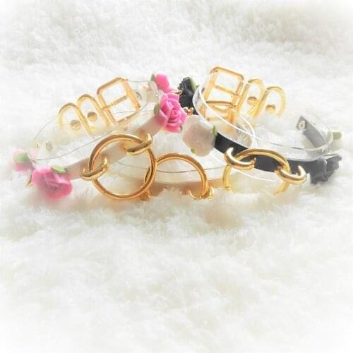 New Fashion Sexy Harajuku Leather Punk Choker Necklace Flower Gold-color O-Round Rivets Collar handmade goth torque hot rock