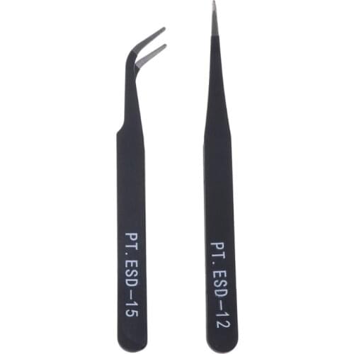 2pcs Stainless Steel Nail Tools Eyelash Extension Tweezers Nippers Pointed Clip