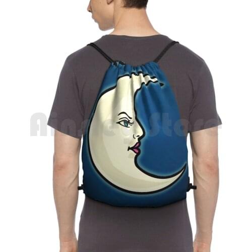 La Loteria #23 La Luna Backpack Drawstring Bag Riding Climbing Gym Bag La Loteria Loteria Game Mexico Mexican Latina Moon