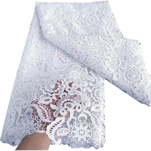 SJ Lace African Guipure Lace Fabric 2021 High Quality Lace Nigerian Water Soluble Cord Lace Fabrics For Wedding Party Sew j3-74