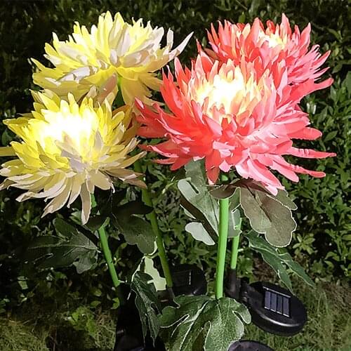 Led Solar Light Artificial Chrysanthemum Simulation Flower Outdoor Waterproof Garden Lawn Stakes Lamps Yard Art For Home