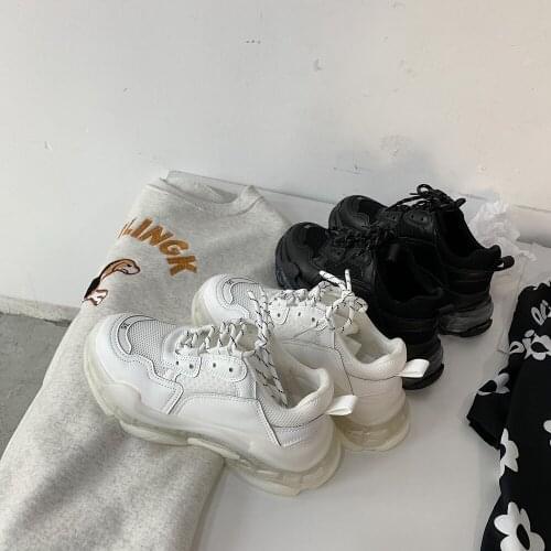 Shoes womens spring and autumn 2021 new casual Harajuku style thick-soled increased breathable comfortable sports shoes trend