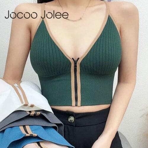 Jocoo Jolee Korean Striped Crop Tops Slim Fit Spaghetti Strap Tanke Top Sexy Bra Vest Vintage Harajuku Versatile Camisole Club