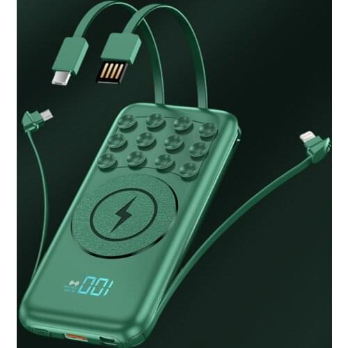 Portable Qi Wireless Charge Power Bank 10000mAh with Cable External Battery Powerbank For iPhone 12 Samsung S20 Xiaomi Poverbank