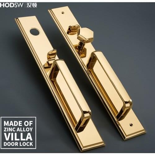 Zinc alloy double door door lock villa to door lock Nordic simple wooden door lock golden conference room door lock