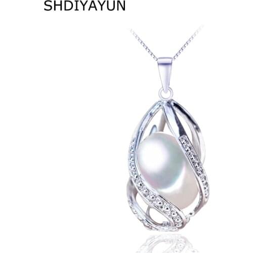 SHDIYAYUN Pearl Necklace Pearl Jewelry 925 Sterling Silver For Women Freshwater Pearl Cage Pendants Natural Gemstone Pendant