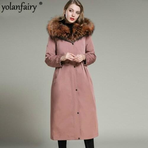 Real Fur Coat Women Rex Rabbit Fur Liner Winter Coat Women Real Fur Parka Long Jacket Abrigos Mujer Invierno 2020 JHL-047 YY815