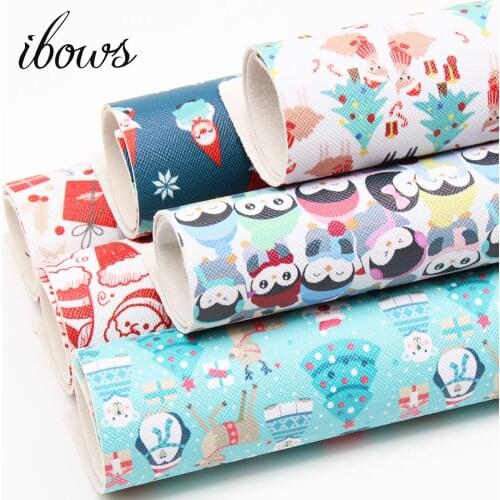 IBOWS 22cm*30cm Christmas faux artificial Synthetic leather fabric hair bow diy decoration crafts 1piece