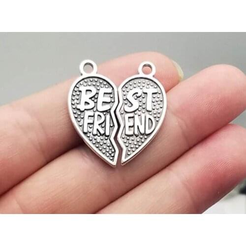 10sets/lot--26x29mm, Antique silver plated best friend puzzle charms,DIY supplies, Jewelry accessories