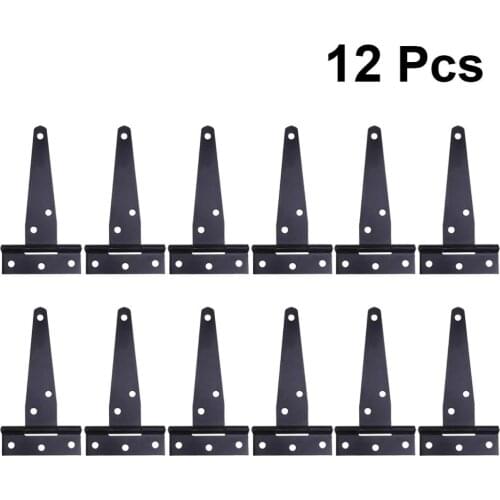 12Pcs 4Inches T Shaped Rustproof Iron Light Duty Shed Hinge Gate Strap Hinge Door Gates Hinges for Cabinet Gate Door