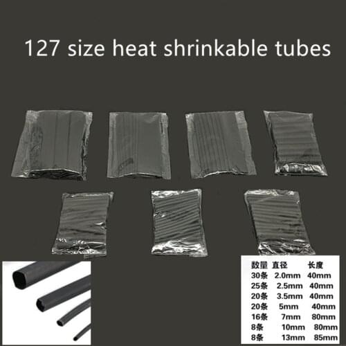 127pcs classification winding electronic cable insulation polyolefin heat shrinkable tube insulation shrinkable tube ratio